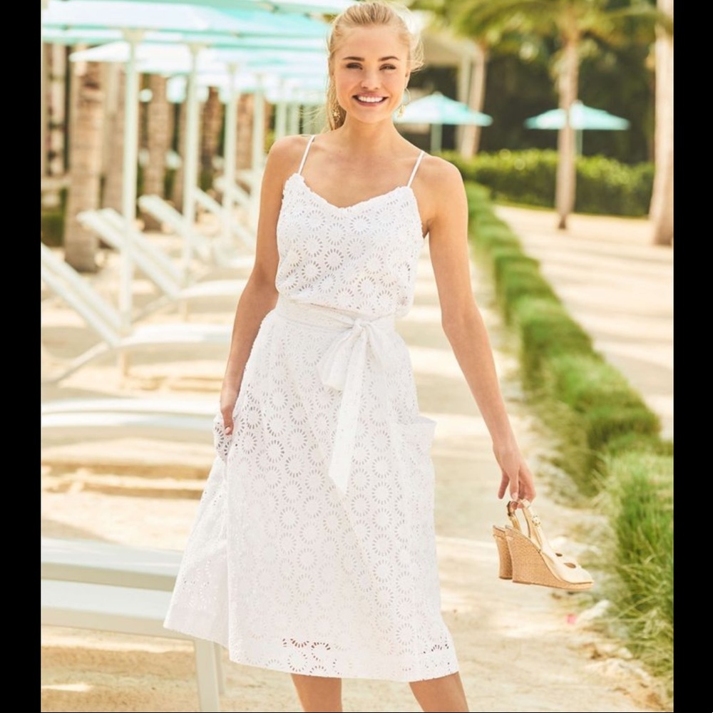 Lilly Pulitzer White Eyelet Midi Skirt